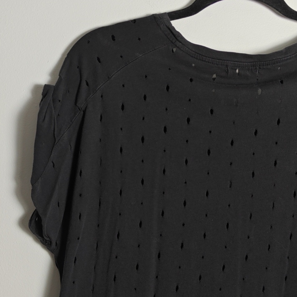 SIS SIS Anthropologie Black Cut Out Rolled Sleeve Top Size Large - Picture 13 of 14